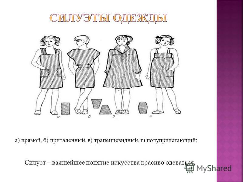 Виды силуэтов. Виды силуэтов в одежде. Полуприлегающий силуэт в одежде рисунок. Приталенный и полуприлегающий силуэт. Трапециевидная форма одежды.