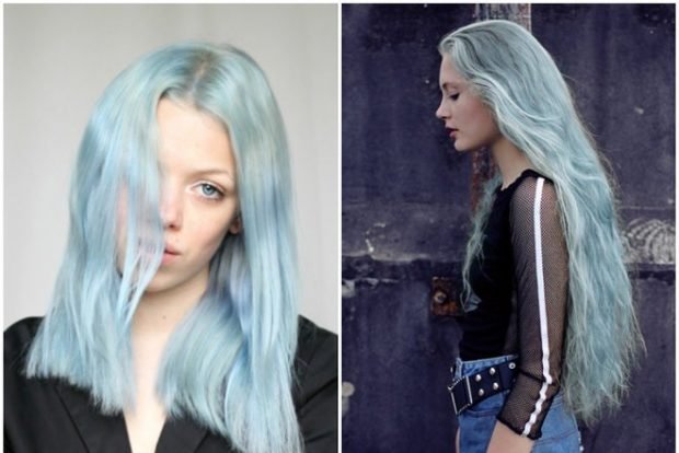 тренд цвета волос 2019 2020: серо-голубые