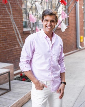Какие джинсы носить с розовой рубашкой мужчине: Розовая рубашка и джинсы — хороший образ, если ты хочешь создать простой, но в то же время модный мужской образ.
