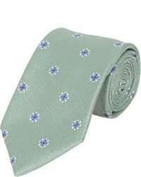Зеленый галстук с цветочным принтом