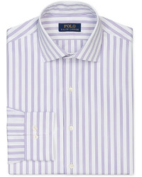 Светло-фиолетовая классическая рубашка в вертикальную полоску