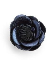 Темно-синяя мужская брошь с цветочным принтом