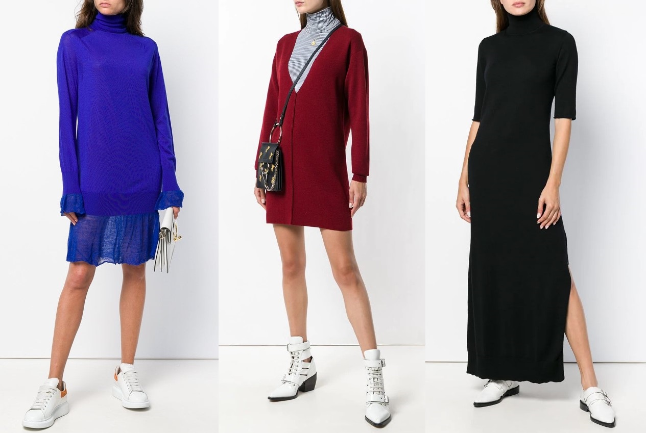 Модные вязаные и трикотажные платья на осень-зиму 2019 фото