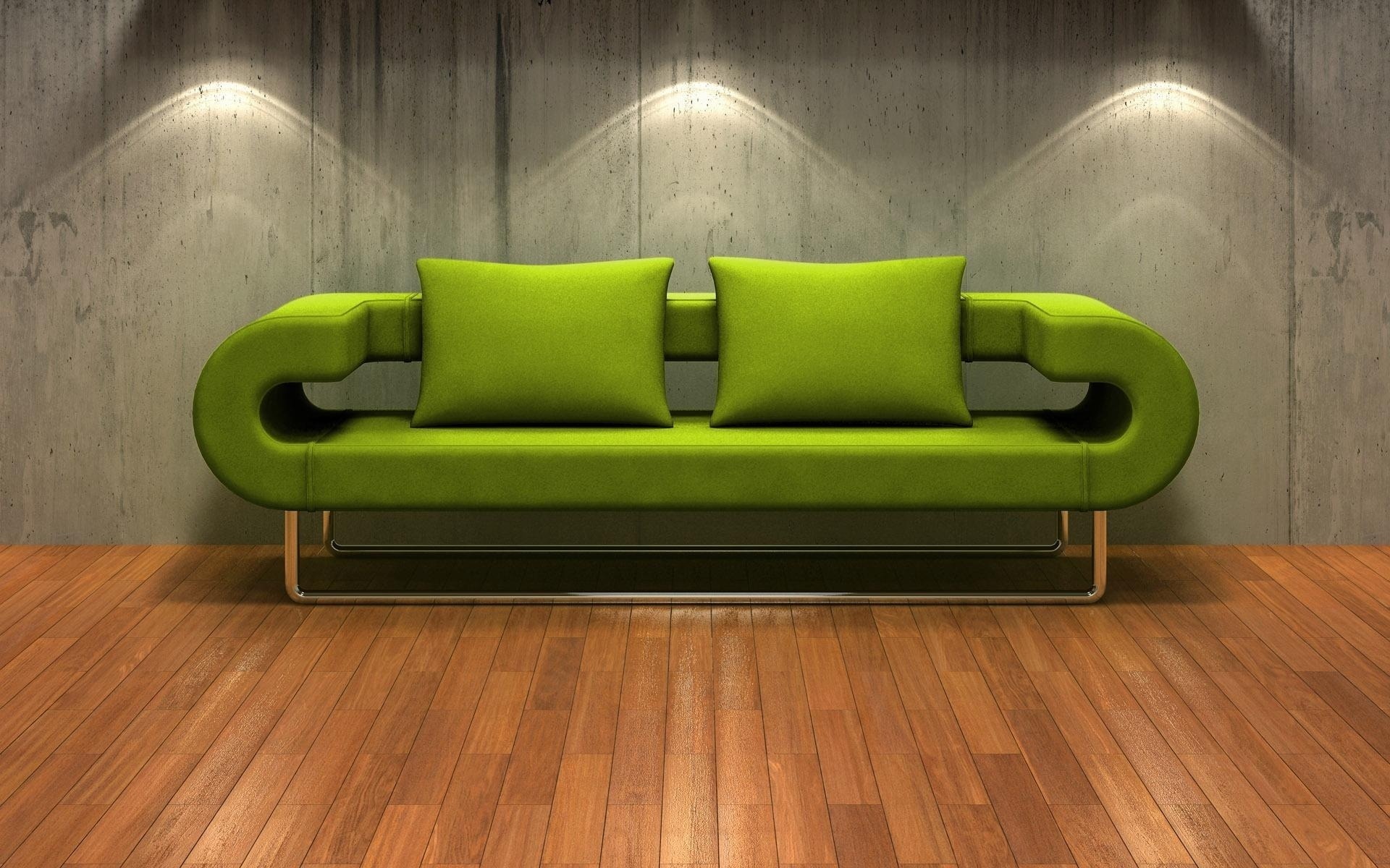 Зеленый диван с стиле хай-тек